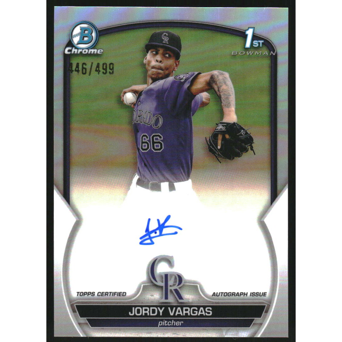 2023 Bowman Chrome Prospect Autographs Refractors #CPAJVG Jordy Vargas