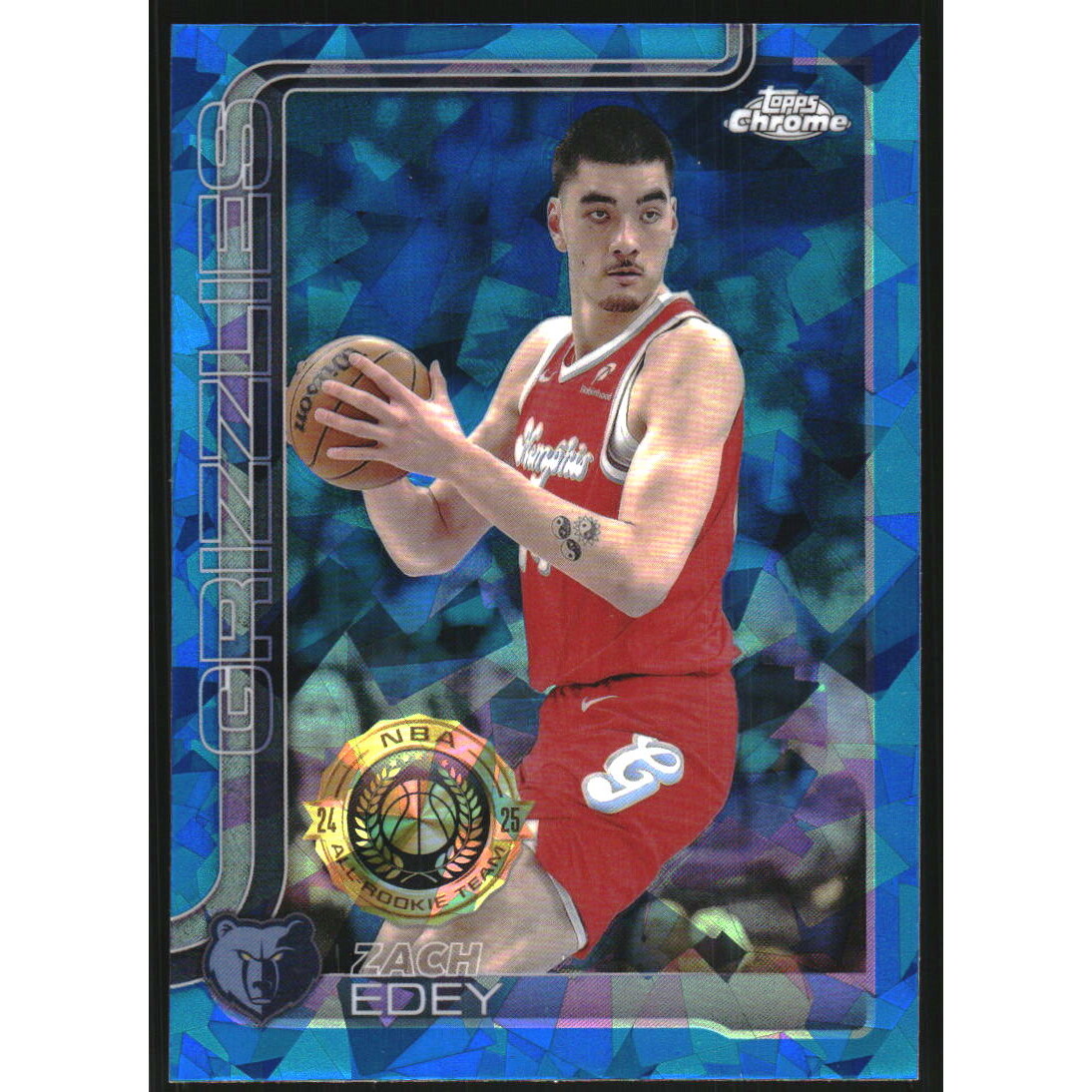 2025-26 Topps Chrome Sapphire #128 Zach Edey 2025-26 Topps Chrome Sapphire #128 Zach Edey