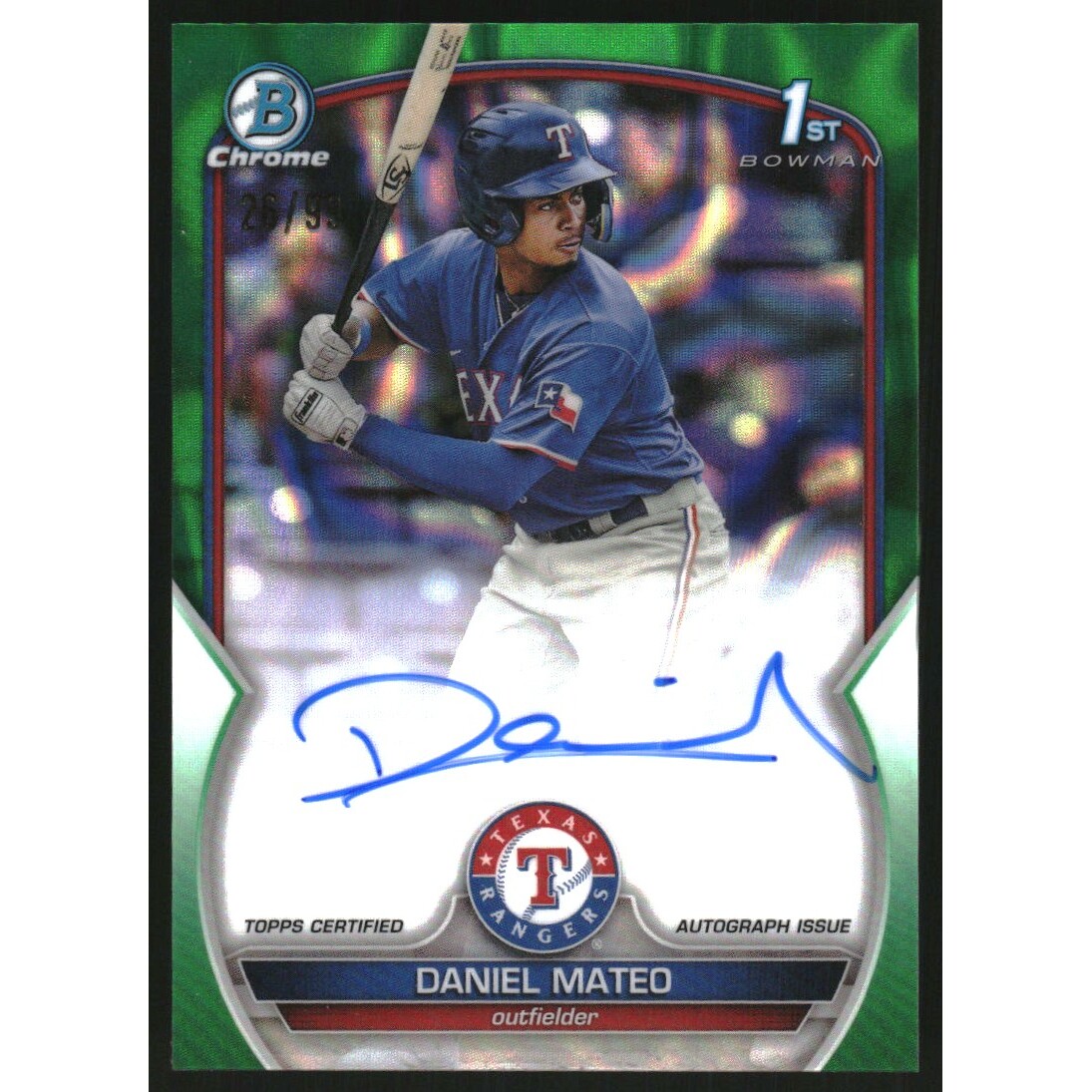2023 Bowman Chrome Prospect Autographs Green Lava Refractors #CPADMO Daniel Mateo