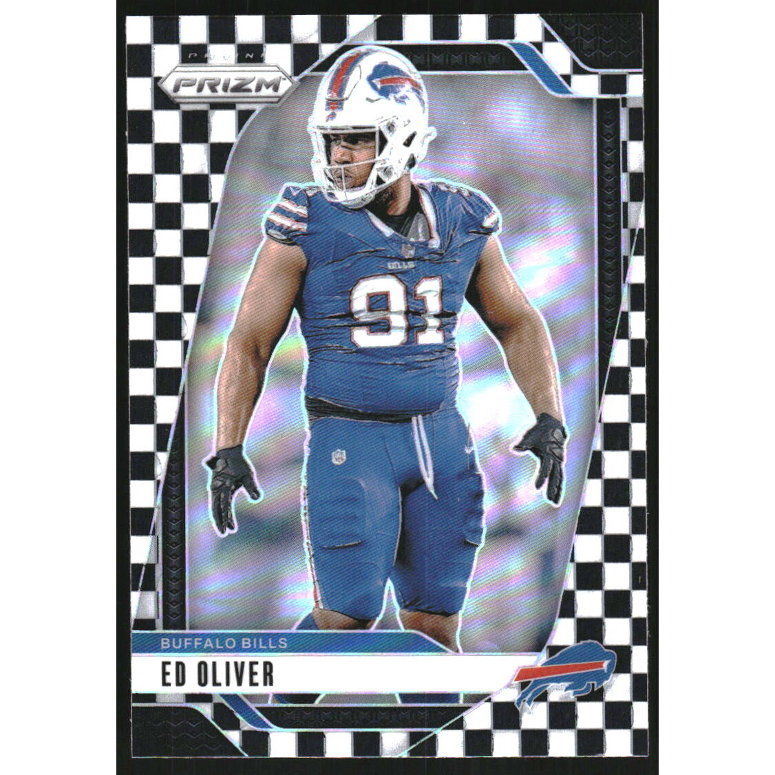2024 Panini Prizm Prizms Black and White Checker #32 Ed Oliver. rookie card picture