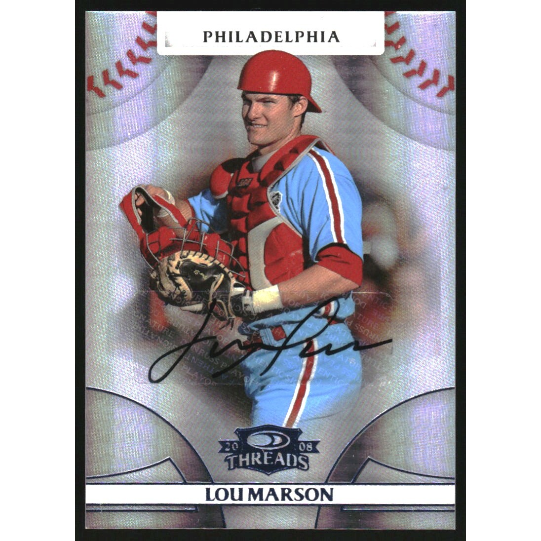 2008 Donruss Threads Signatures Platinum #94 Lou Marson/25. rookie card picture