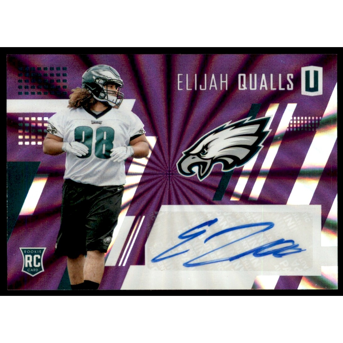 2017 Panini Unparalleled Rookie Autographs Purple #246 Elijah Qualls/99. rookie card picture