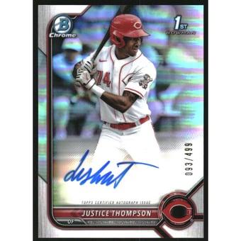 2022 Bowman Chrome Prospect Autographs Refractors #CPAJT Justice Thompson