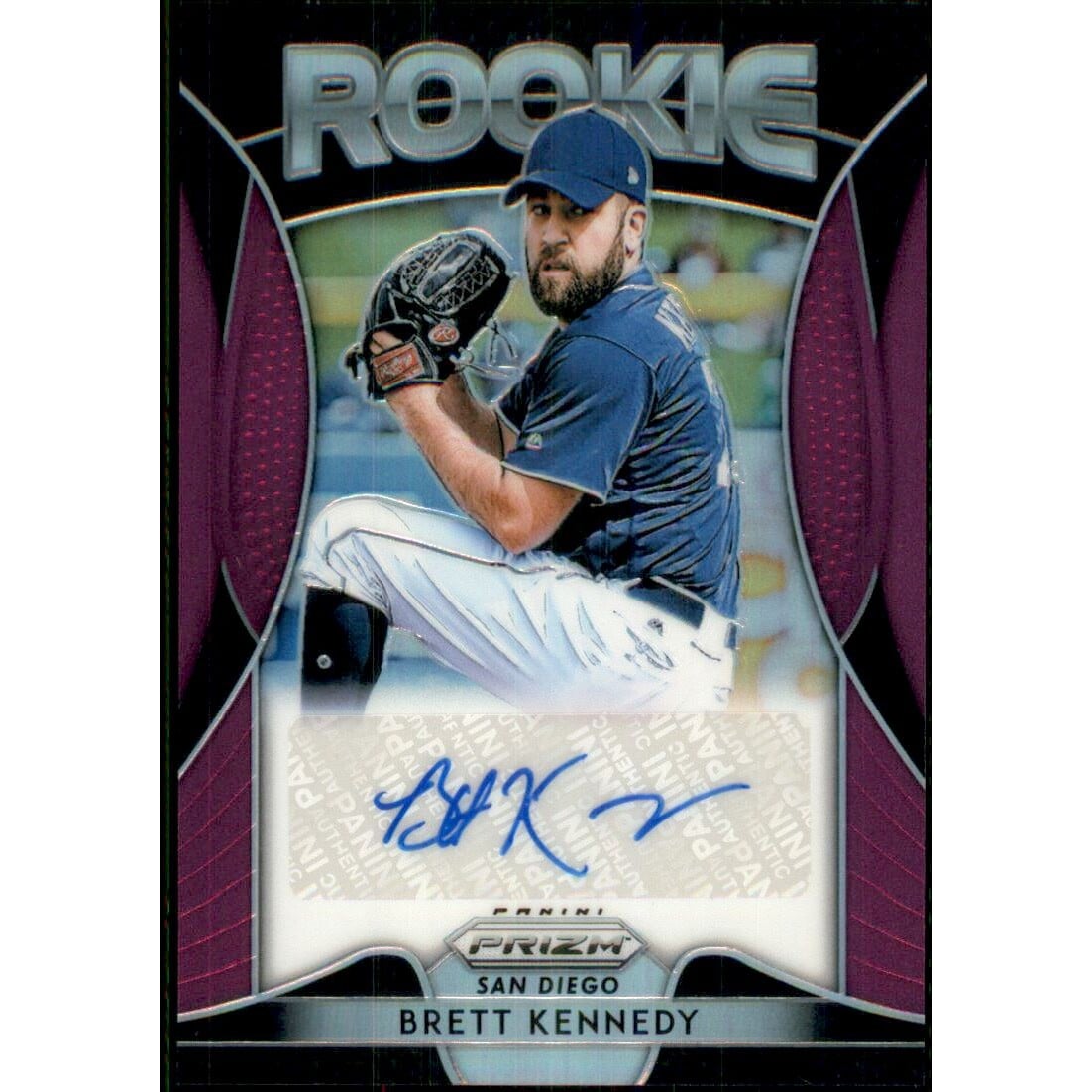 2019 Panini Prizm Rookie Autographs Prizms Purple #55 Brett Kennedy/50. rookie card picture