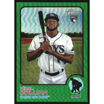 2022 Topps Heritage Chrome Green Refractors #90 Vidal Brujan