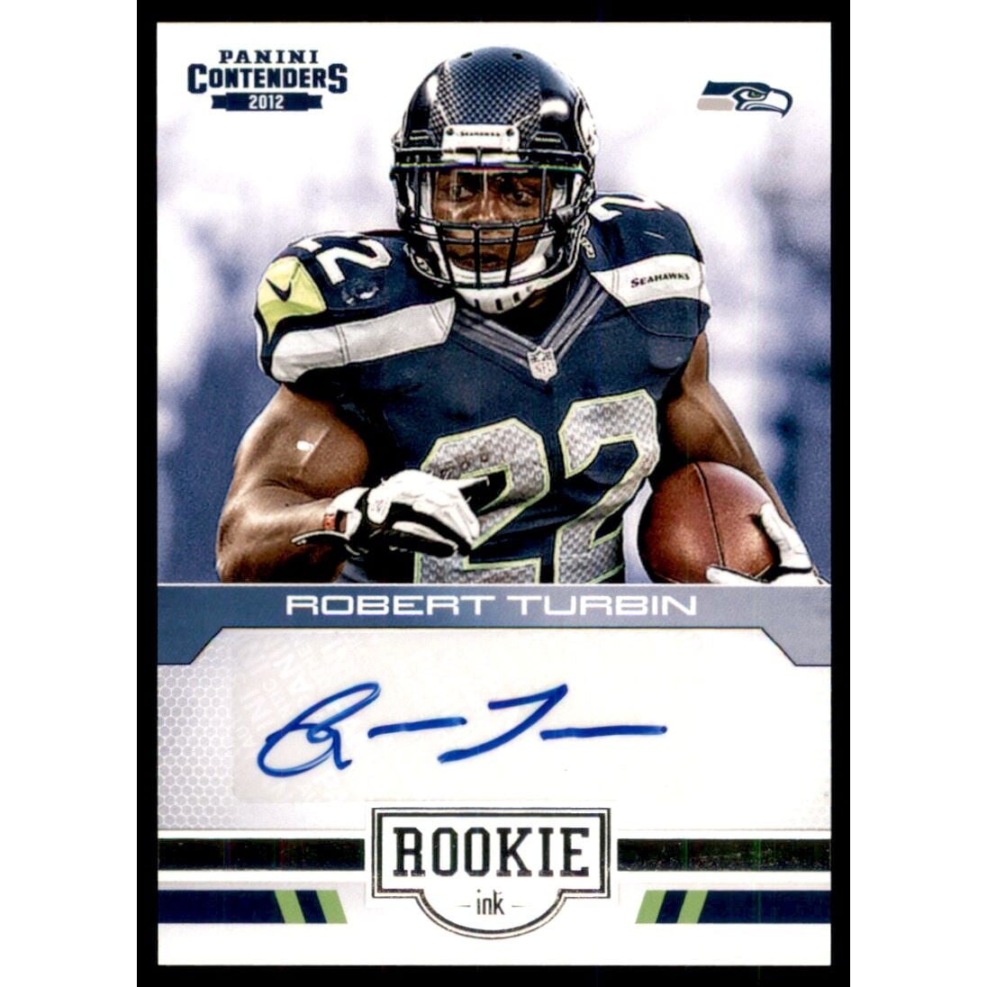 2012 Panini Contenders Rookie Ink #26 Robert Turbin/75*. rookie card picture