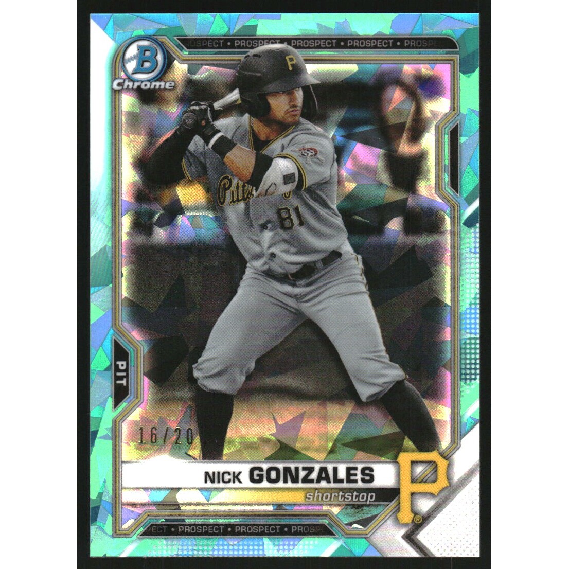 2021 Bowman Chrome Draft Sapphire Aqua Refractors #BDC16 Nick Gonzales. rookie card picture