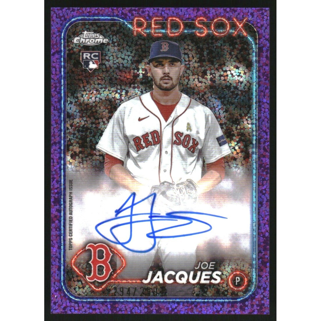 2024 Topps Chrome Rookie Autographs Purple Speckle Refractors #RAJJQ Joe Jacques. rookie card picture