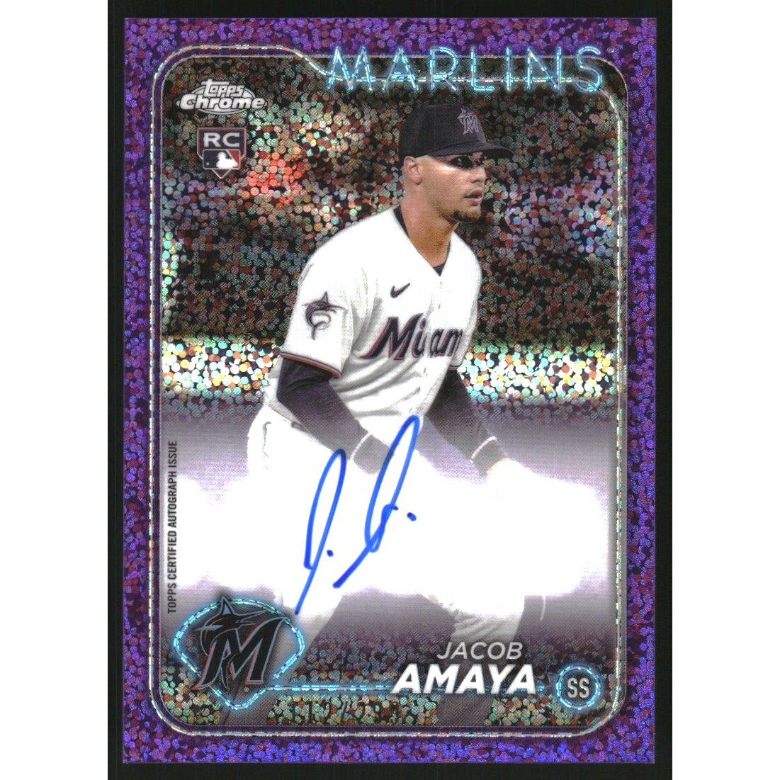 2024 Topps Chrome Rookie Autographs Purple Speckle Refractors #RAJAM Jacob Amaya. rookie card picture