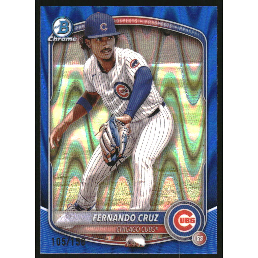 2025 Bowman Chrome Prospects Blue RayWave Refractors #BCP110 Fernando Cruz. rookie card picture
