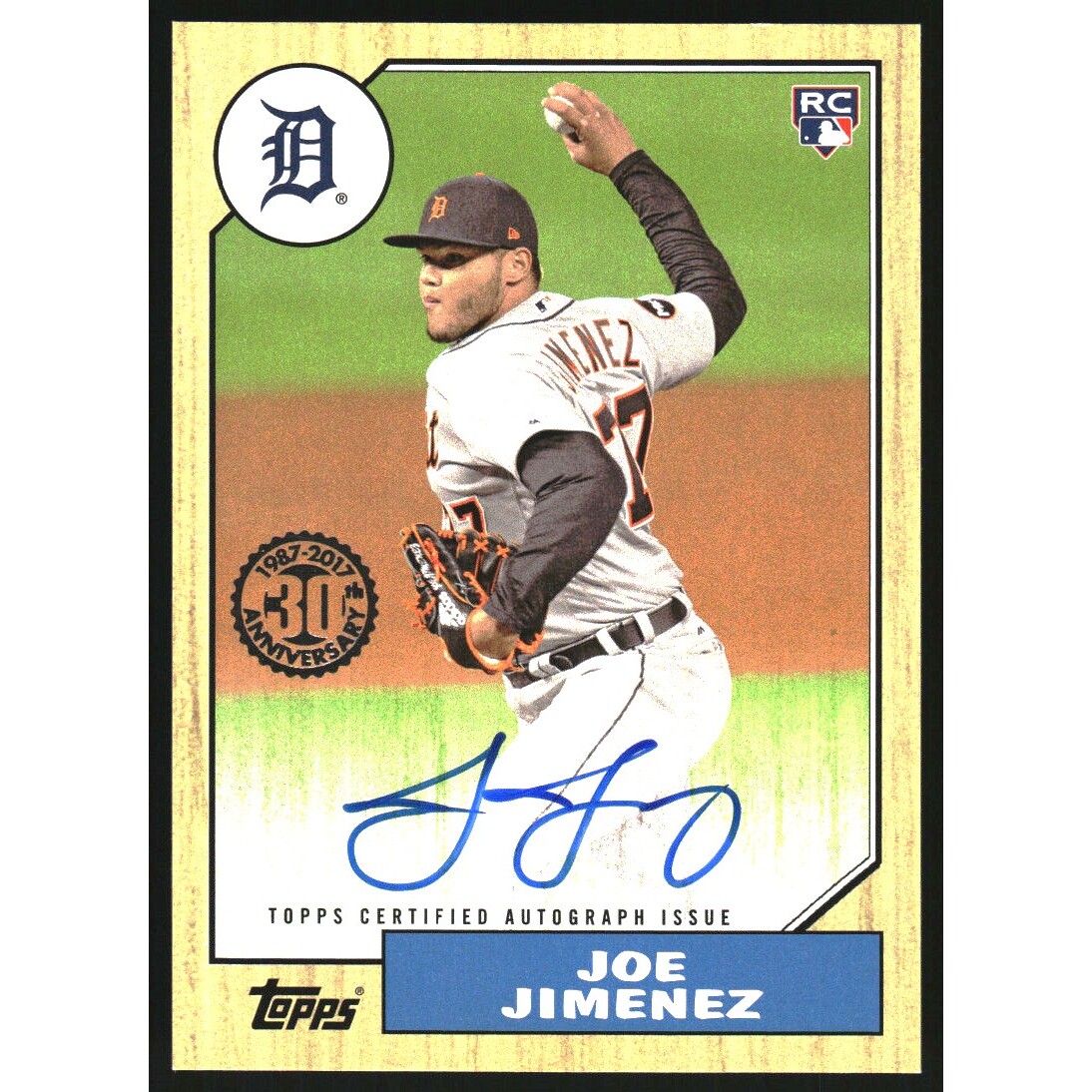 2017 Topps Update '87 Topps Autographs #87AJJ Joe Jimenez. rookie card picture