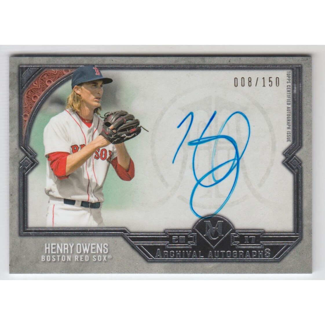 2017 Topps Museum Collection Archival Autographs #AAHO Henry Owens/150. rookie card picture