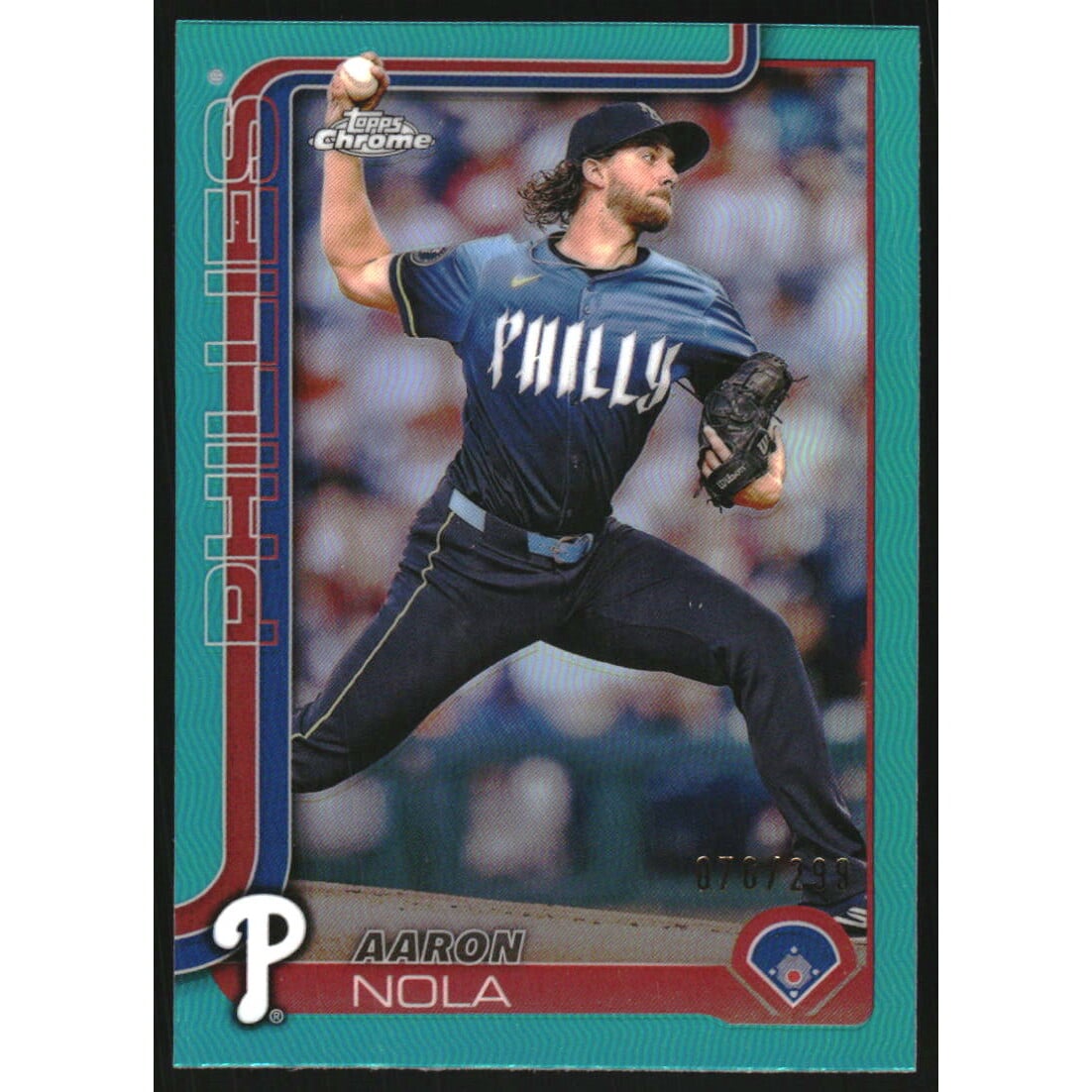 2025 Topps Chrome Teal Refractors #286 Aaron Nola. rookie card picture