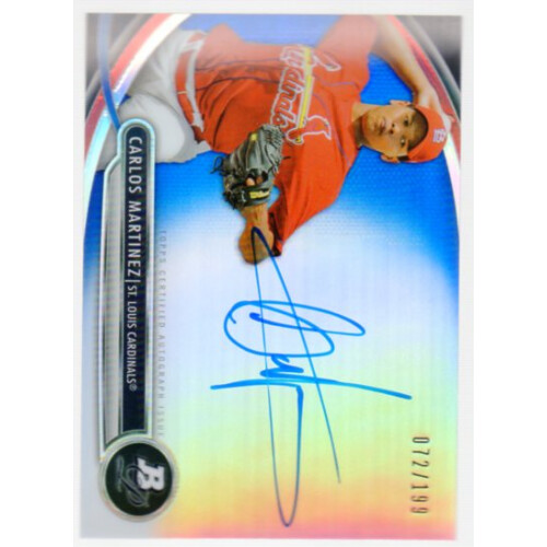 2013 Bowman Platinum Prospect Autographs Blue Refractors #CM Carlos Martinez. rookie card picture