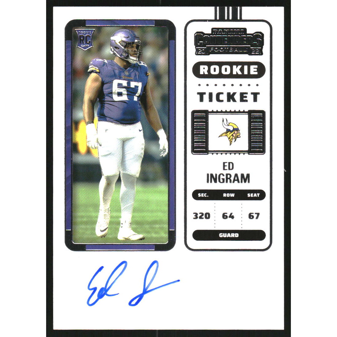 2022 Panini Contenders #299 Ed Ingram AU RC. rookie card picture
