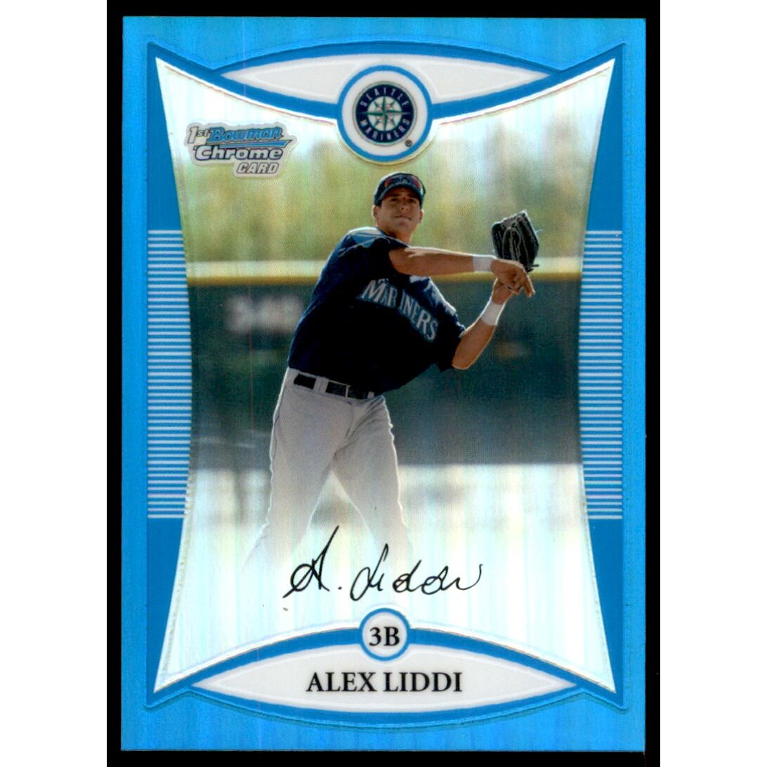 2008 Bowman Chrome Prospects Blue Refractors #BCP63 Alex Liddi. rookie card picture