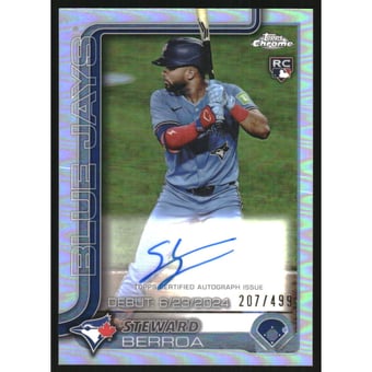 2025 Topps Chrome Update Rookie Debut Autographs Refractors #CRDASB Steward Berroa