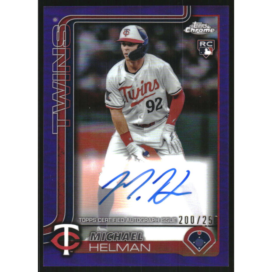 2025 Topps Chrome Rookie Autographs Purple Refractors #RAMH Michael Helman