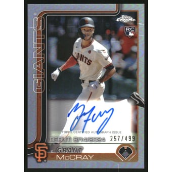2025 Topps Chrome Update Rookie Debut Autographs Refractors #CRDAGM Grant McCray