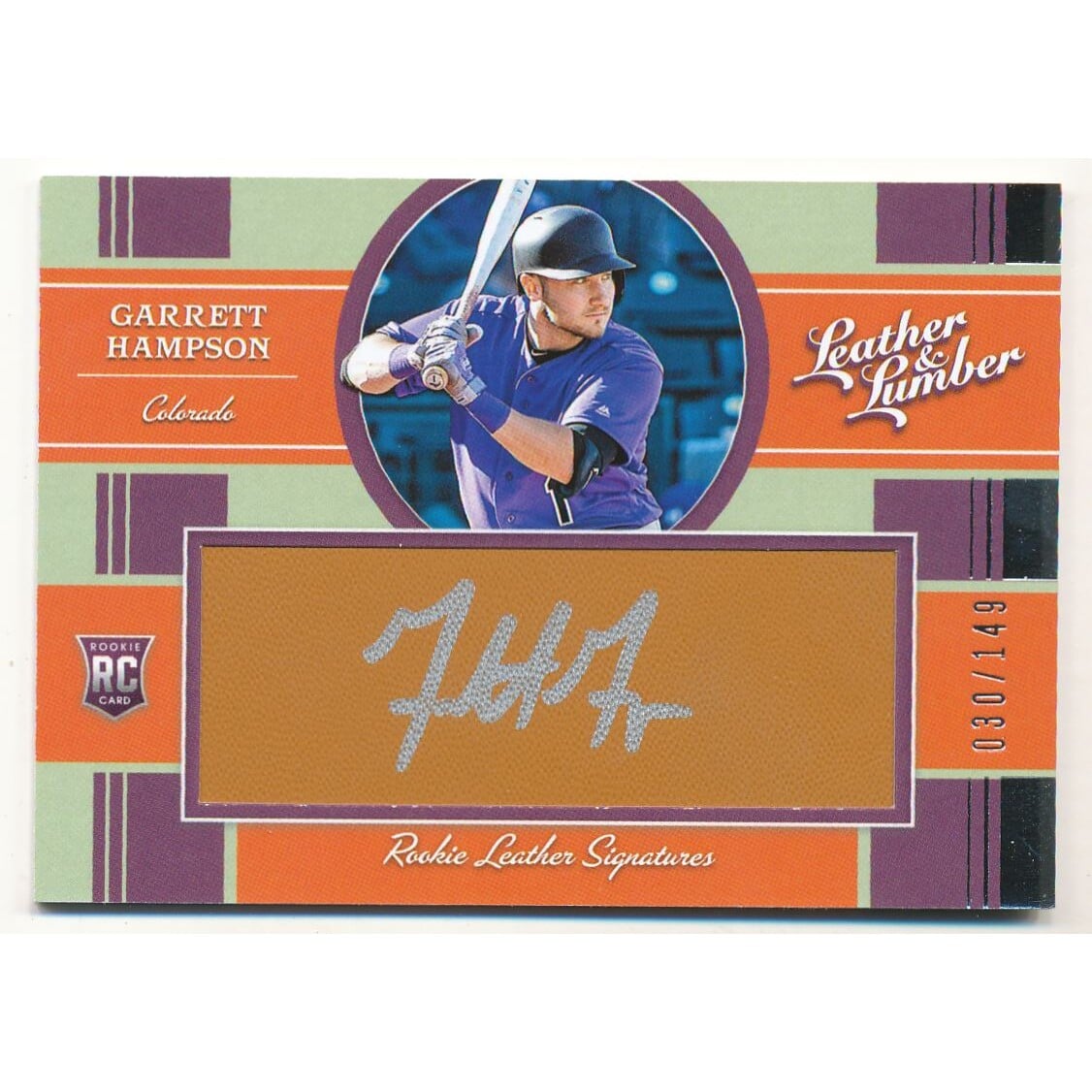 2019 Panini Leather and Lumber Rookie Leather Signatures #138 Garrett Hampson/149