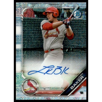 2019 Bowman Chrome Mega Box Autographs Refractors #BMALB Luken Baker