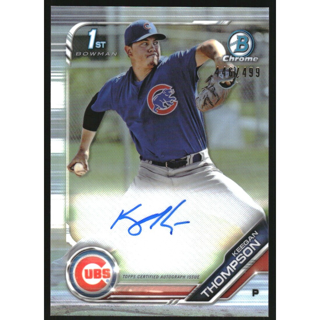 2019 Bowman Chrome Prospect Autographs Refractors #CPAKT Keegan Thompson. rookie card picture