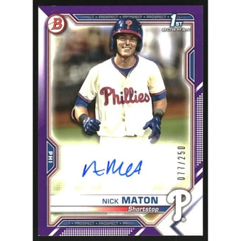 2021 Bowman Prospect Autographs Purple #PAPRNM Nick Maton