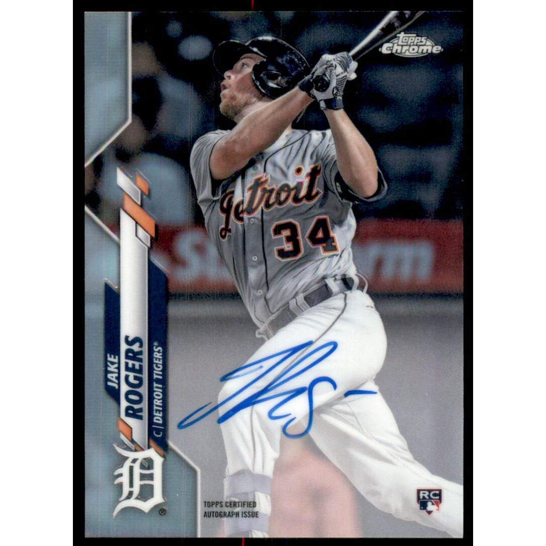 2020 Topps Chrome Rookie Autographs Refractors #RAJR Jake Rogers. rookie card picture
