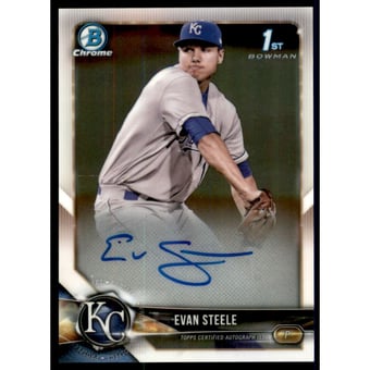 2018 Bowman Chrome Prospect Autographs #BCPAES Evan Steele