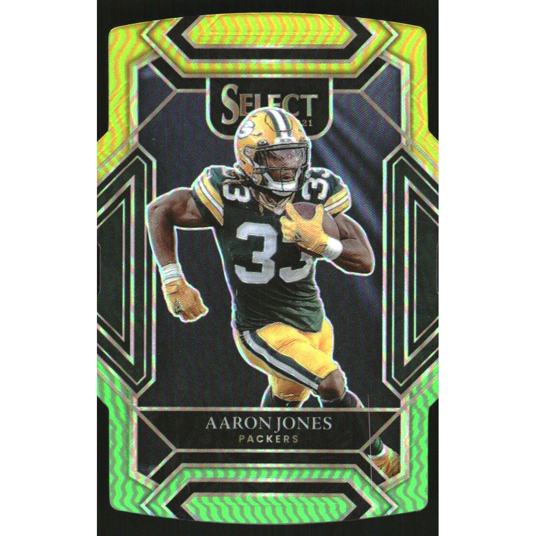 2021 Select Prizm Green and Yellow Die Cut #214 Aaron Jones