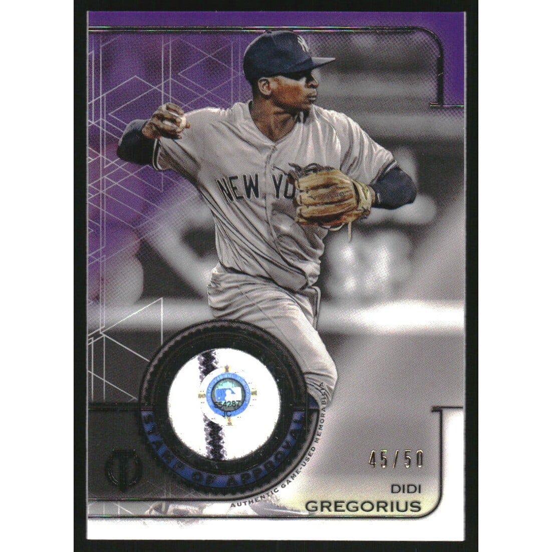 2019 Topps Tribute Stamp of Approval Relics Purple #SOADG Didi Gregorius. rookie card picture