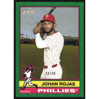 2025 Topps Heritage Chrome Green Refractors #632 Johan Rojas