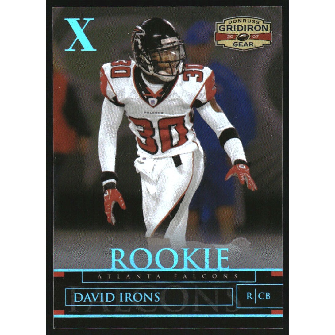 2007 Donruss Gridiron Gear Platinum Holofoil X's #128 David Irons. rookie card picture