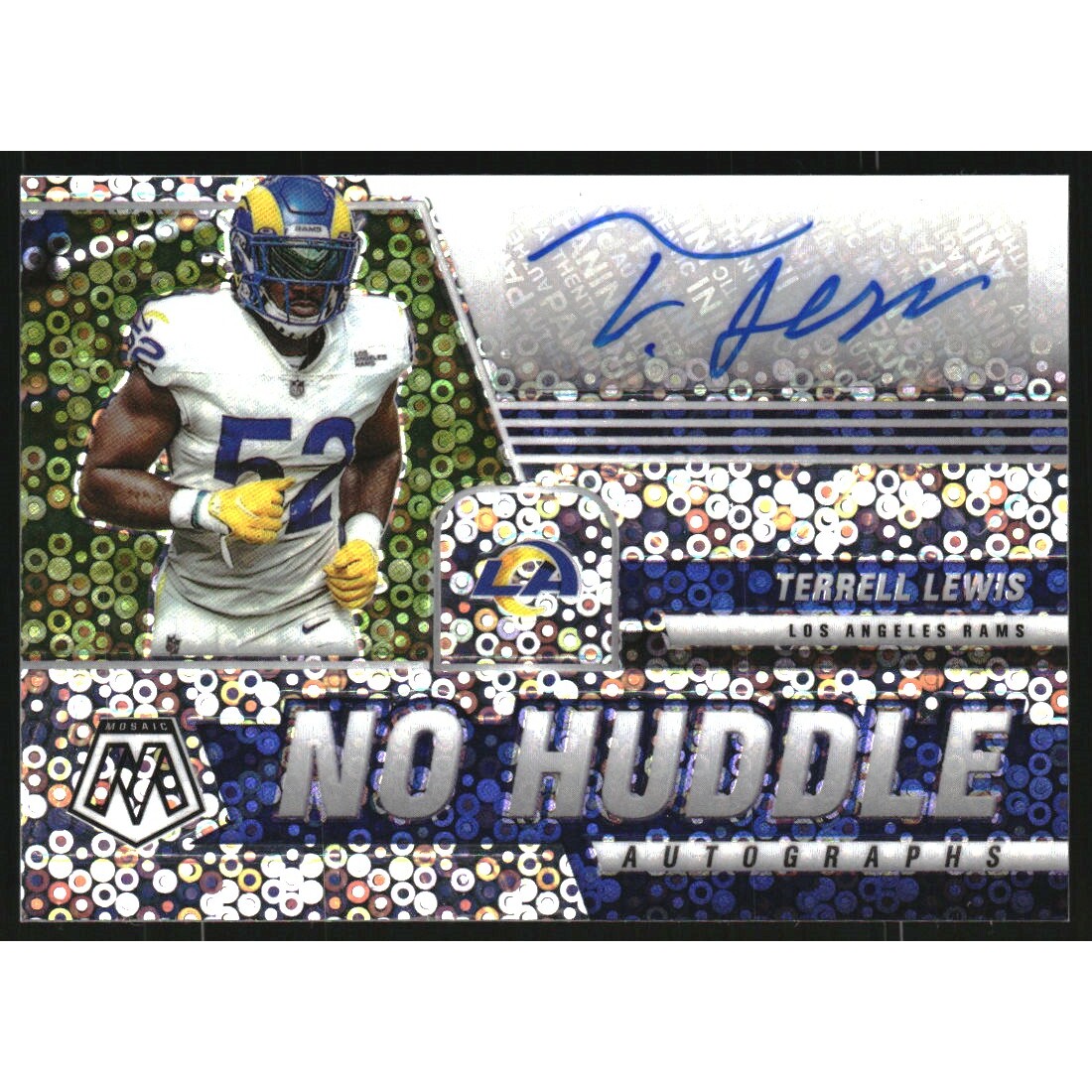 2021 Panini Mosaic Autographs No Huddle #54 Terrell Lewis. rookie card picture