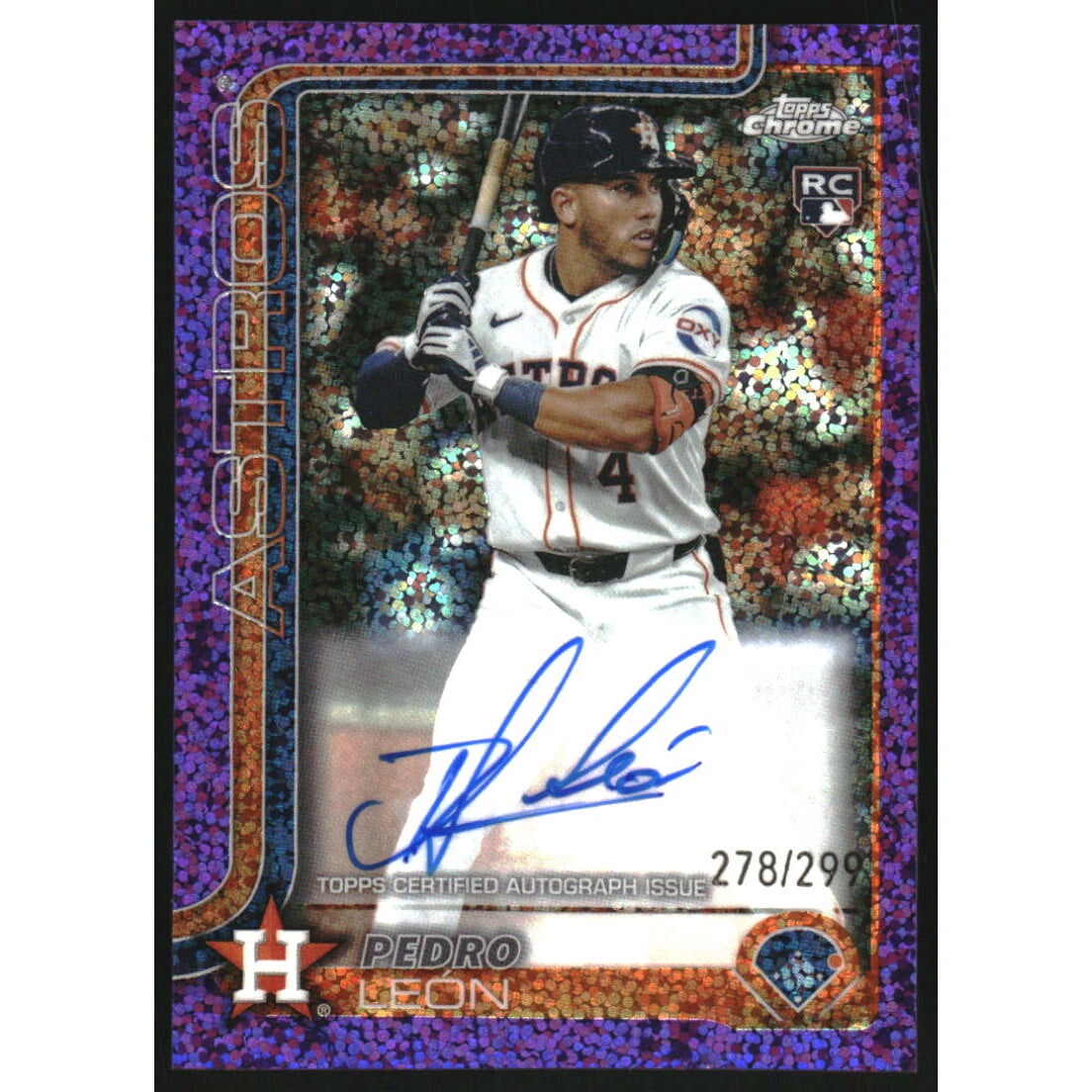 2025 Topps Chrome Rookie Autographs Purple Speckle Refractors #RAPL Pedro Leon