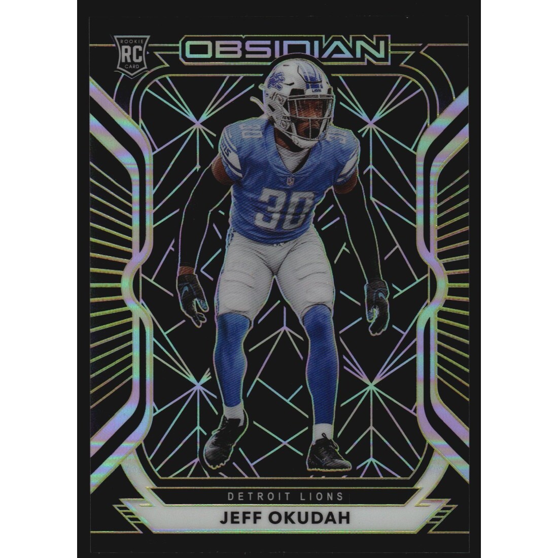 2020 Panini Obsidian Electric Etch Yellow #143 Jeff Okudah. rookie card picture