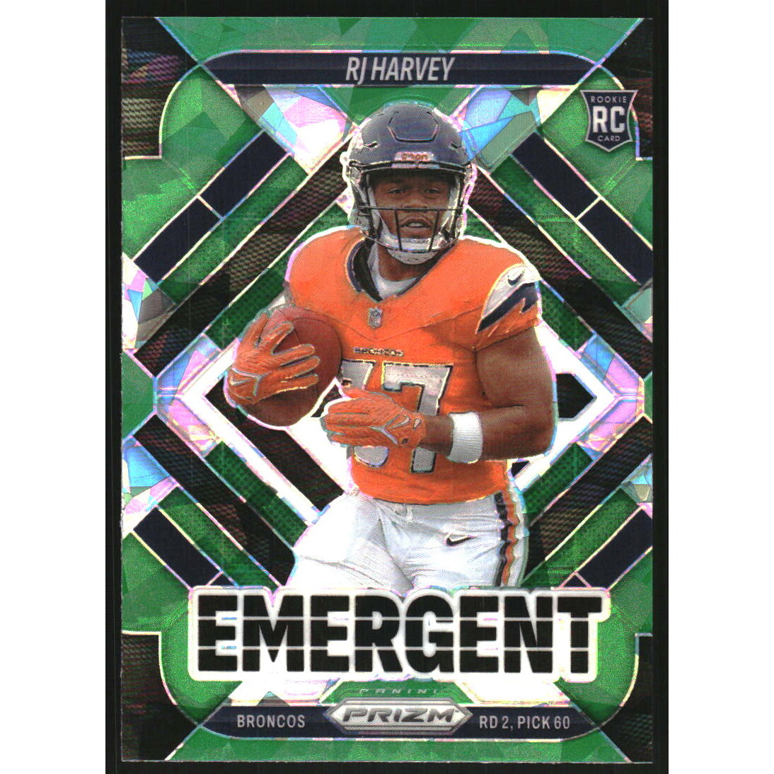 2025 Panini Prizm Emergent Prizms Green Ice #16 RJ Harvey