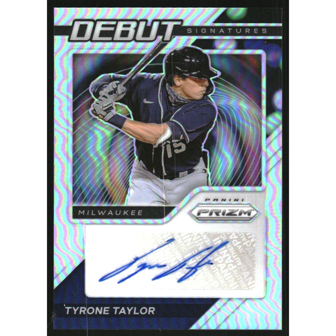2021 Panini Prizm Debut Signatures Prizms Silver #10 Tyrone Taylor. rookie card picture