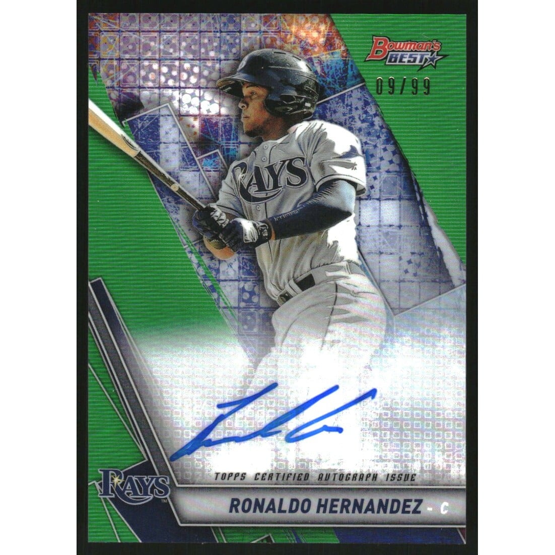 2019 Bowman's Best Best of '19 Autographs Green Refractors #B19RHE Ronaldo Hernandez. rookie card picture