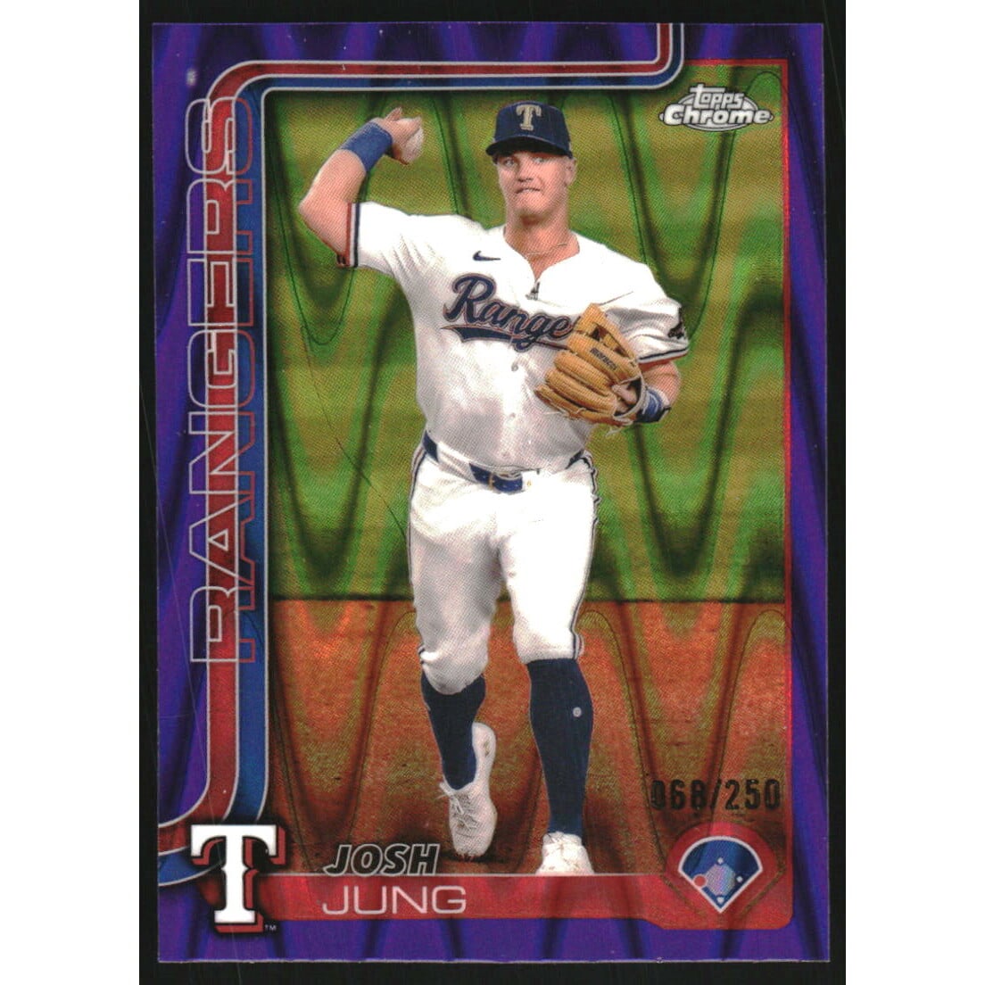2025 Topps Chrome Purple RayWave Refractors #220 Josh Jung. rookie card picture