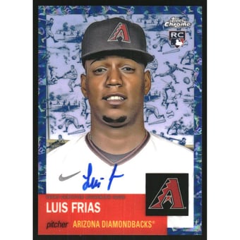 2022 Topps Chrome Platinum Anniversary Autographs Platinum Toile Cream Blue Refractors #CPALF Luis Frias