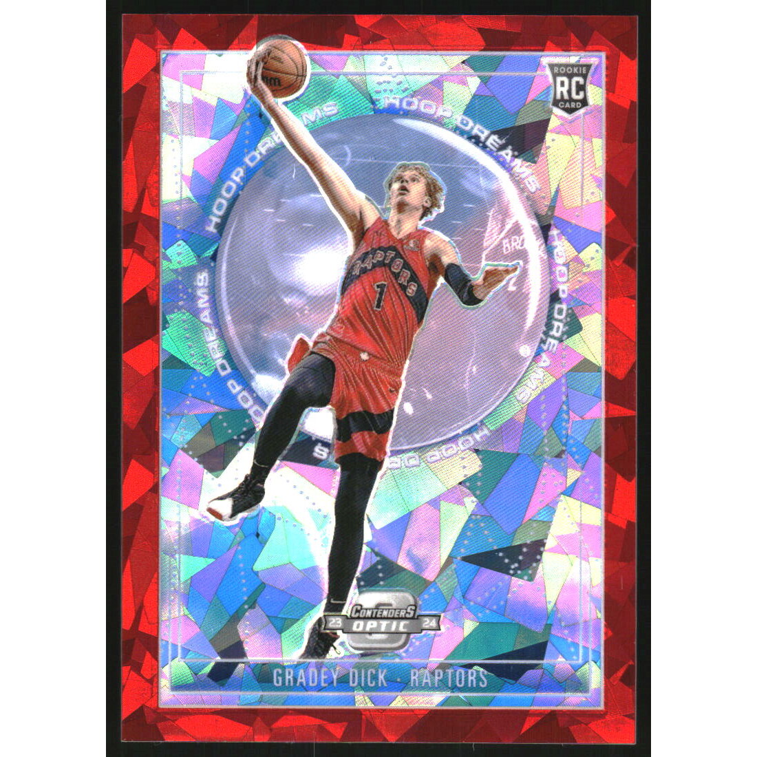 2023-24 Panini Contenders Optic Hoop Dreams Red Cracked Ice #20 Gradey Dick