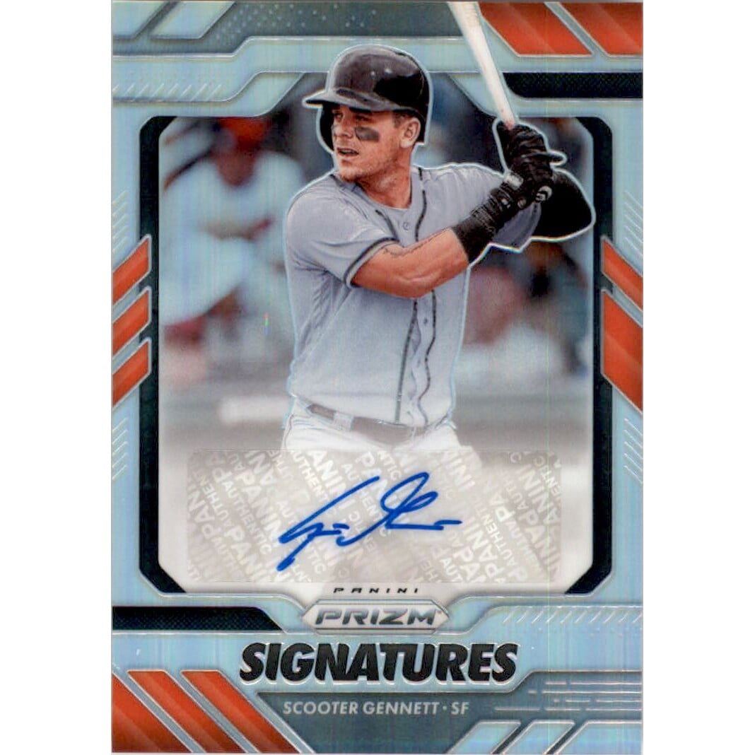 2020 Panini Prizm Signatures Prizms Silver #15 Scooter Gennett. rookie card picture