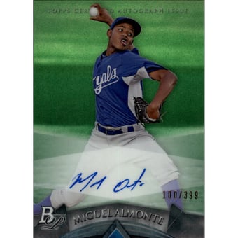 2014 Bowman Platinum Prospect Autographs Green Refractors #APMA Miguel Almonte