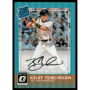 2016 Donruss Optic Rated Rookies Signatures Aqua #15 Kelby Tomlinson/125