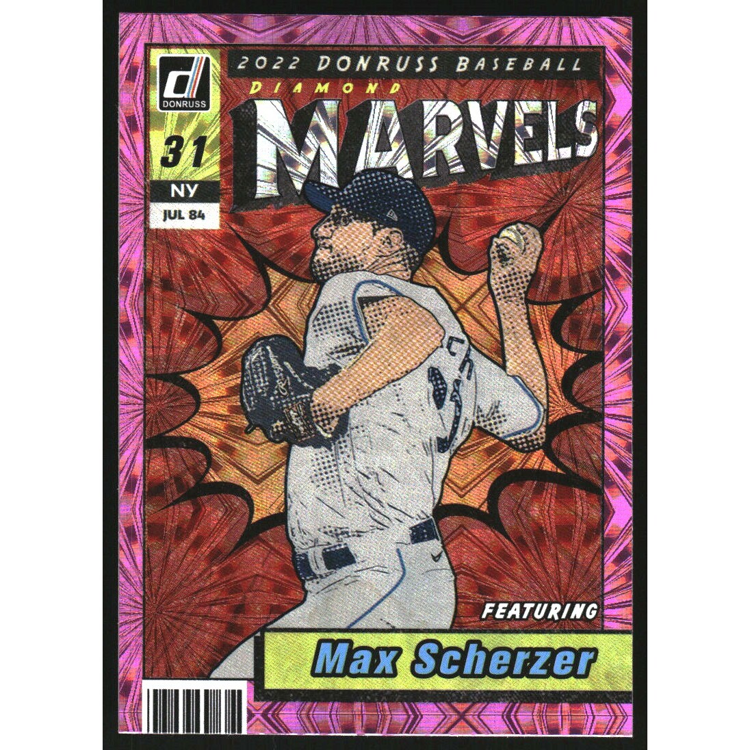 2022 Donruss Marvels Pink Fireworks #5 Max Scherzer