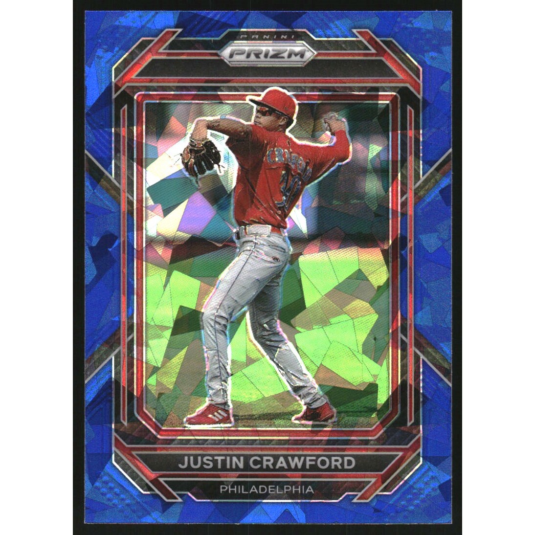 2023 Panini Prizm Prizms Blue Ice #42 Justin Crawford. rookie card picture