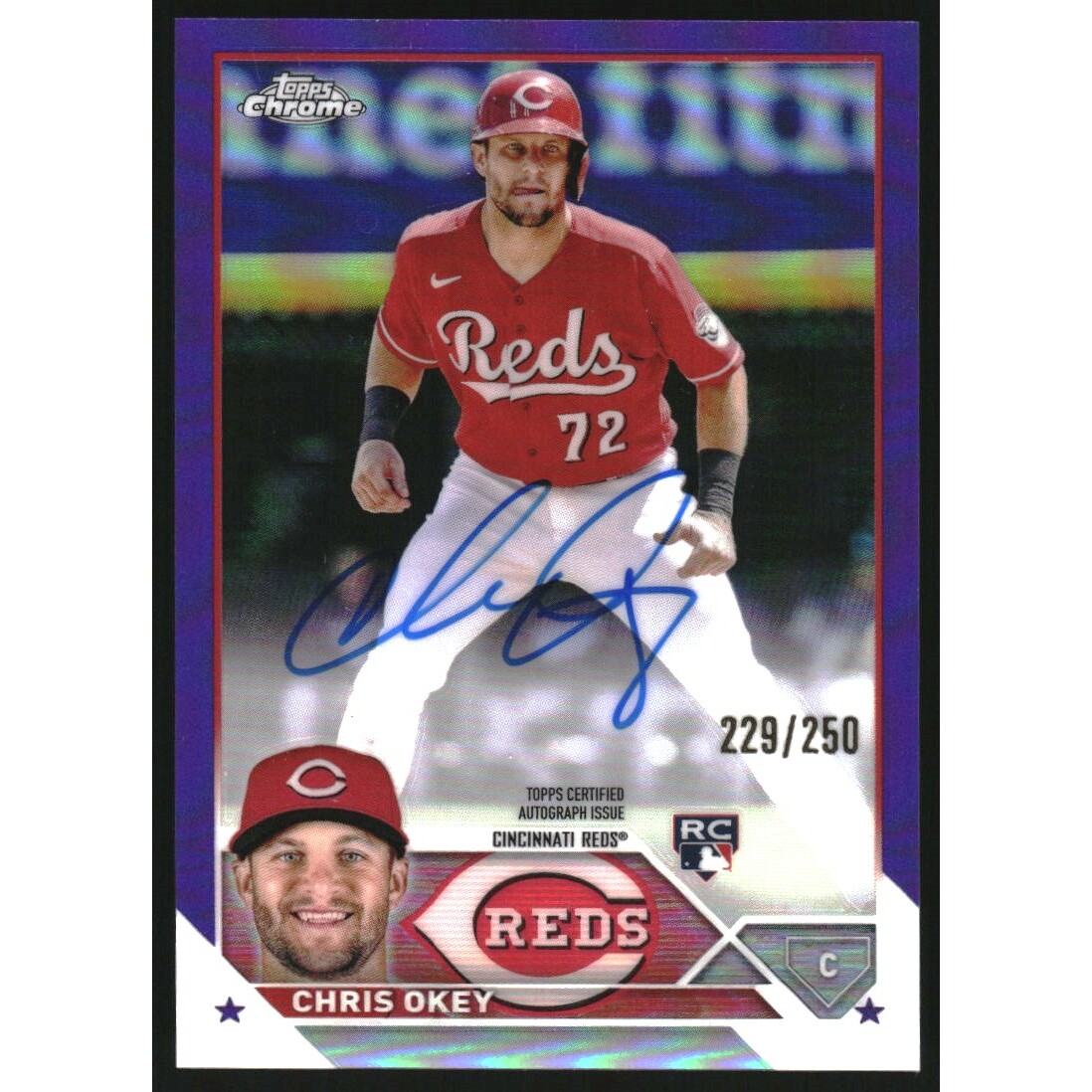 2023 Topps Chrome Update Rookie Autographs Purple Refractors #RACOK Chris Okey. rookie card picture