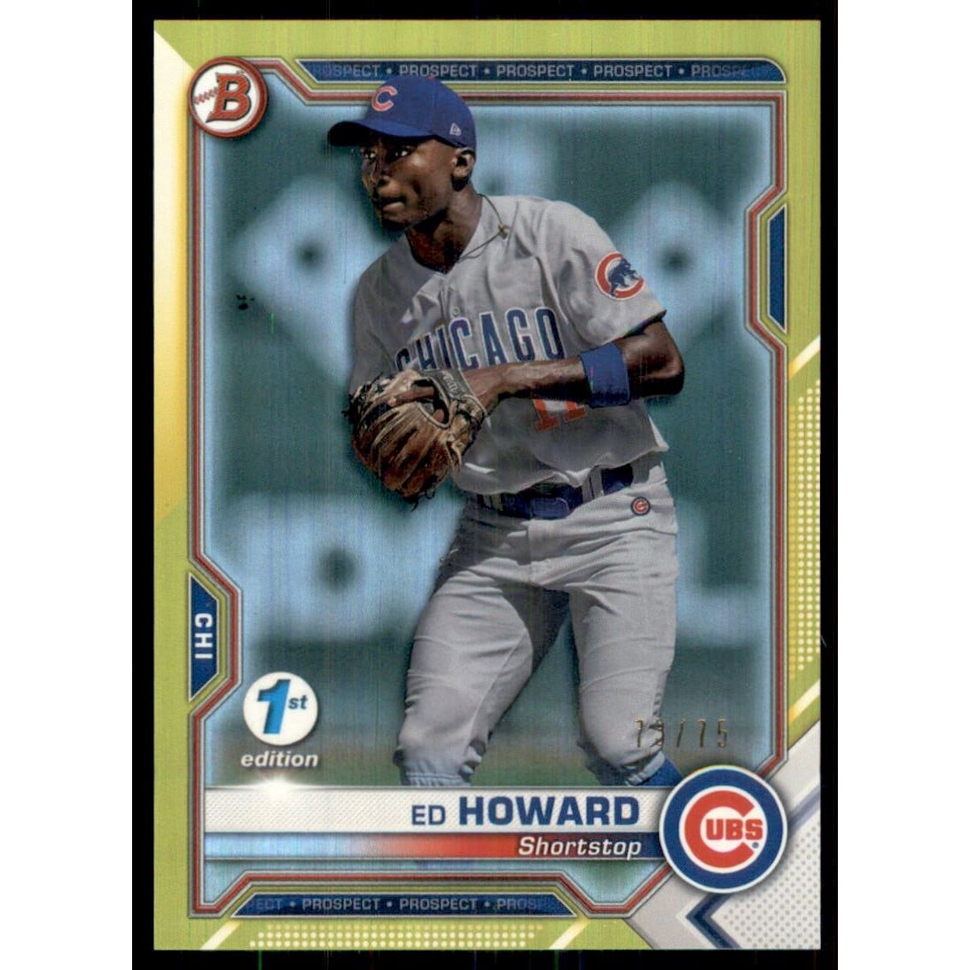 2021 Bowman 1st Edition Yellow Foil #BFE12 Ed Howard. rookie card picture
