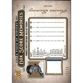 2008 UD A Piece of History Box Score Memories Jersey Gold #BSM11 Aramis Ramirez